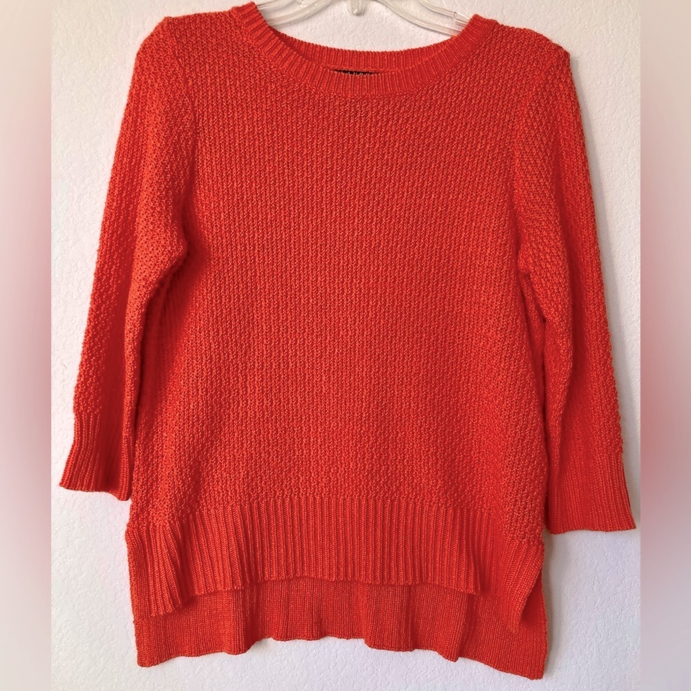 Lauren Ralph Lauren PM vintage orange tunic | high low knit pull over